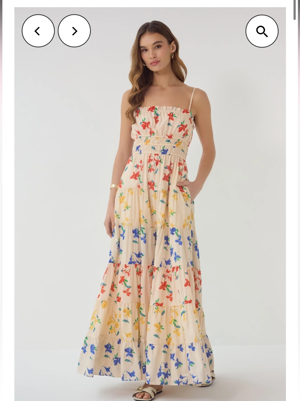 hutch flynn cream floral print tiered maxi summer sun dress size small NEW